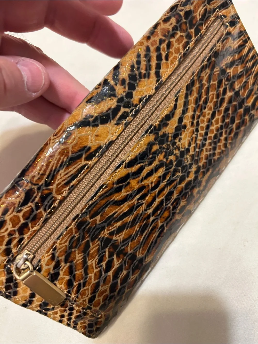 HOBO Brown & Black Snake-Print Key and Card Holder
